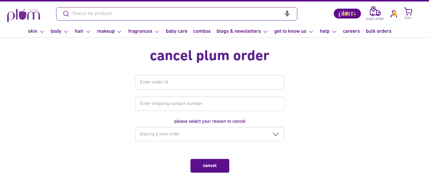 Cancel plum order