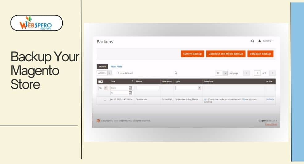 Backup Your Magento Store