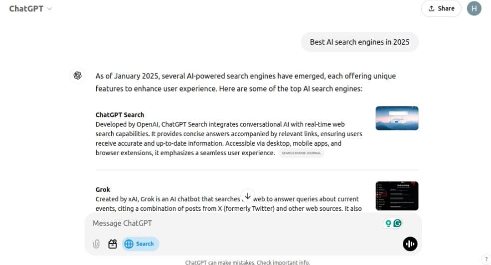 ChatGPT Search