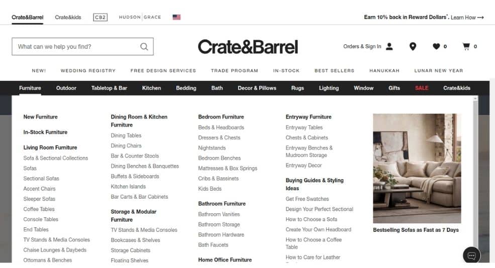 Crate & Barrel Web Designs